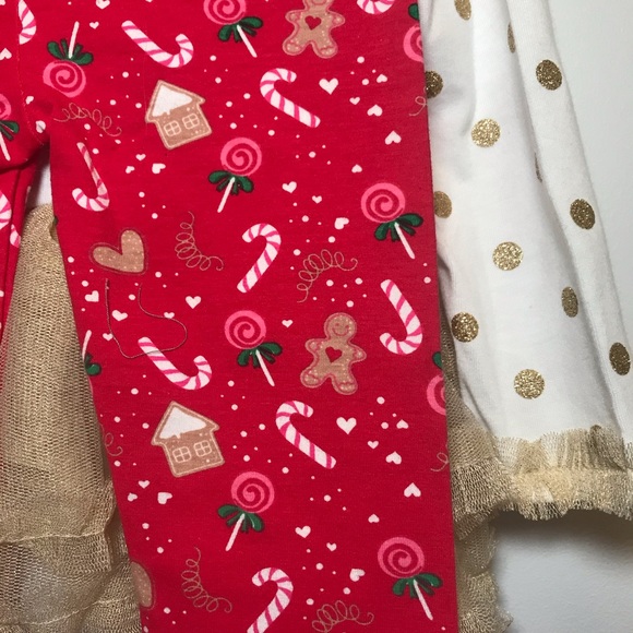 Little Lass Toddler Gold n Red Christmas outfit-4T - Picture 7 of 8